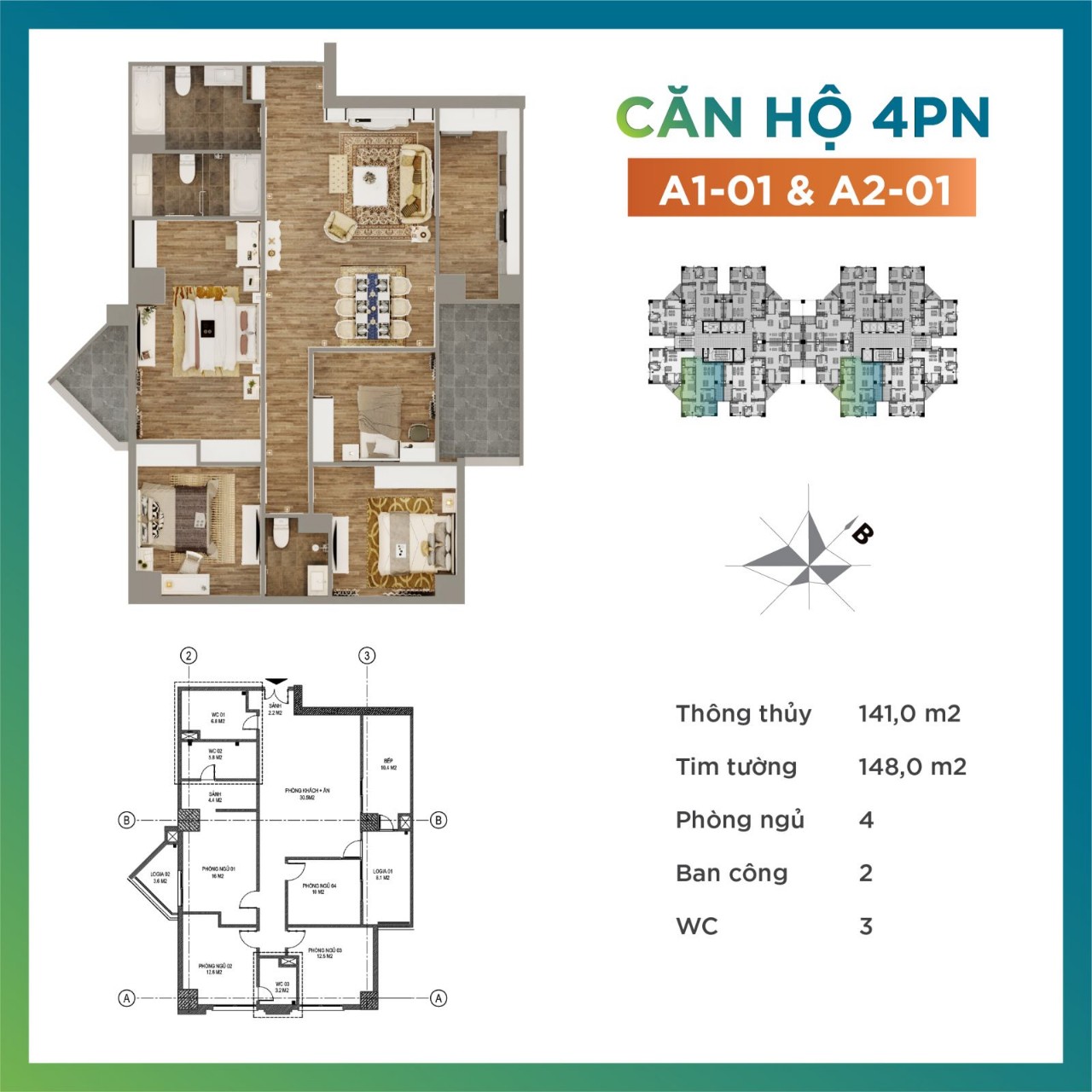 Cần bán căn hộ 4PN 127m2 giá chỉ 25,3tr/m2 Tecco Garden Tứ Hiệp, Thanh Trì