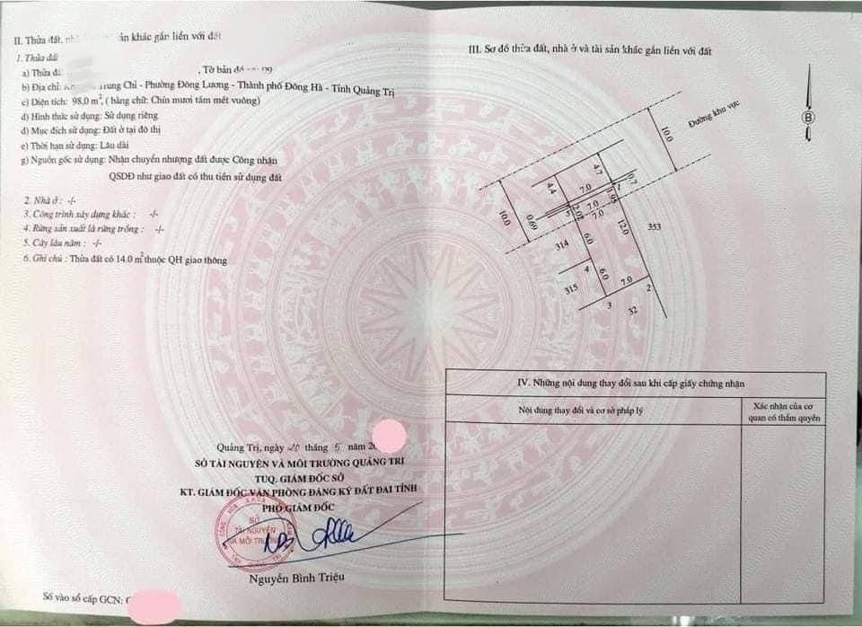 CHỈ 999tr SỞ HỮU NGAY LÔ ĐẤT, GẦN BẾN XE, TT TP ĐÔNG HÀ, Lh: 0945087357