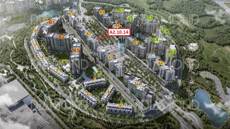 Celadon City - Cần bán căn hộ 3PN A2.10.14 117.3m2, Diamond Alnata, view hồ bơi & đại lộ Gamuda