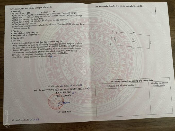 Cần bán 245m2 đất tại Tằng My, Nam Hồng, Đông Anh, Hà Nội. LH: 0945172489