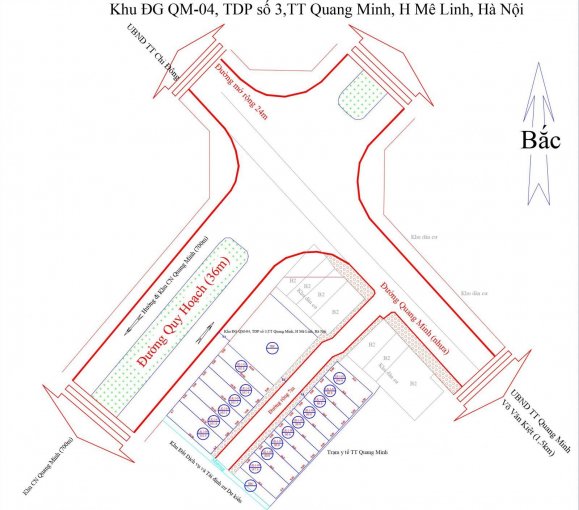 Đất đấu giá TDP3 TT Quang Minh, Mê Linh, 45tr/m2, cơ hội X2