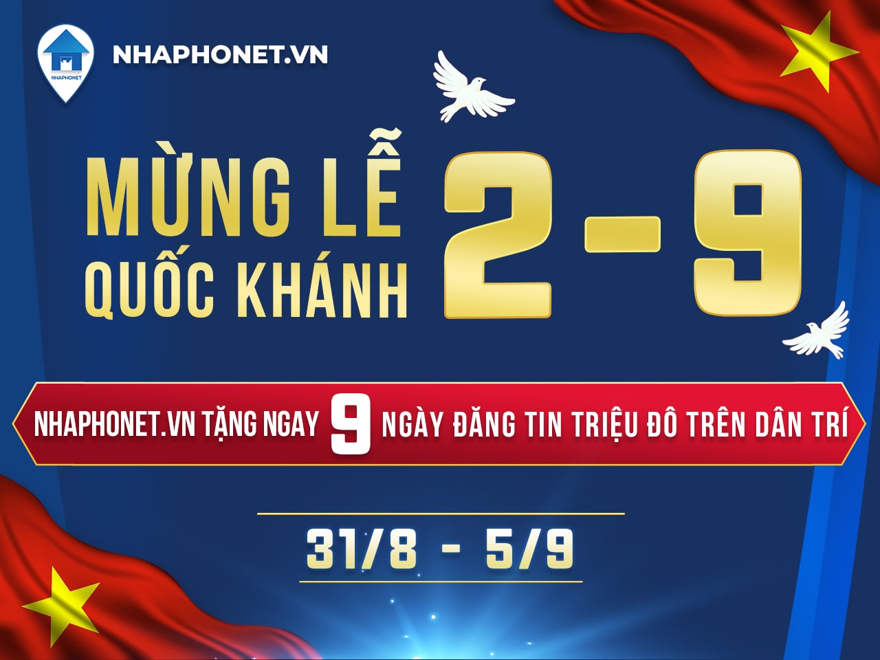 Gói đăng tin TRIỆU ĐÔ mừng lễ quốc khánh 2/9 