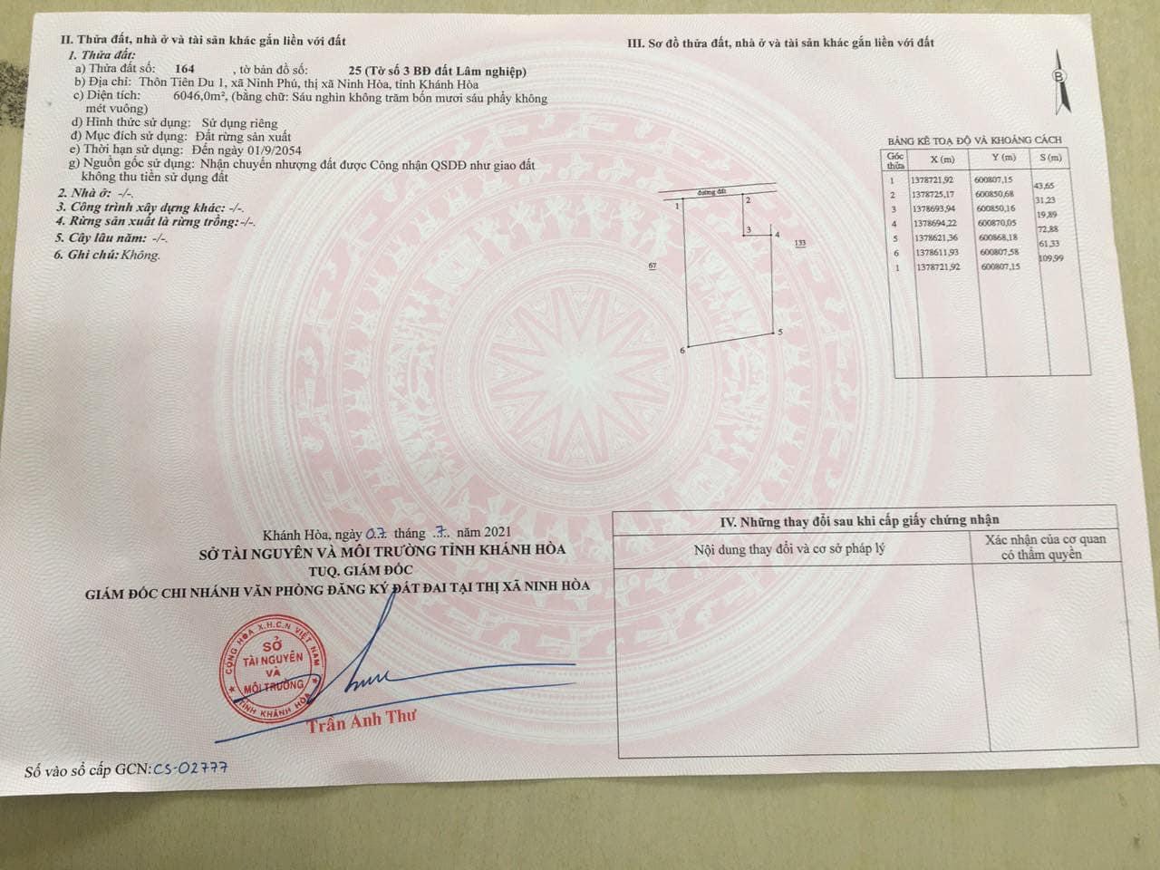 GIA ĐÌNH CẦN BÁN LÔ ĐẤT NỀN TX NINH PHÚ- NINH HOÀ- KHÁNH HOÀ