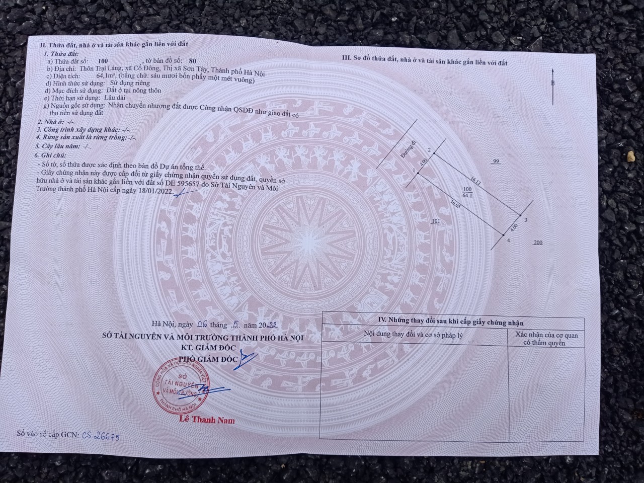 NHÀ EM CẦN BÁN LÔ ĐẤT DT 64,1M2 ,GIÁ 1x TỶ,THÔN TRẠI LÁNG ,P CỔ ĐÔNG ,THỊ XÃ SƠN TÂY . call & zalo 0965023988