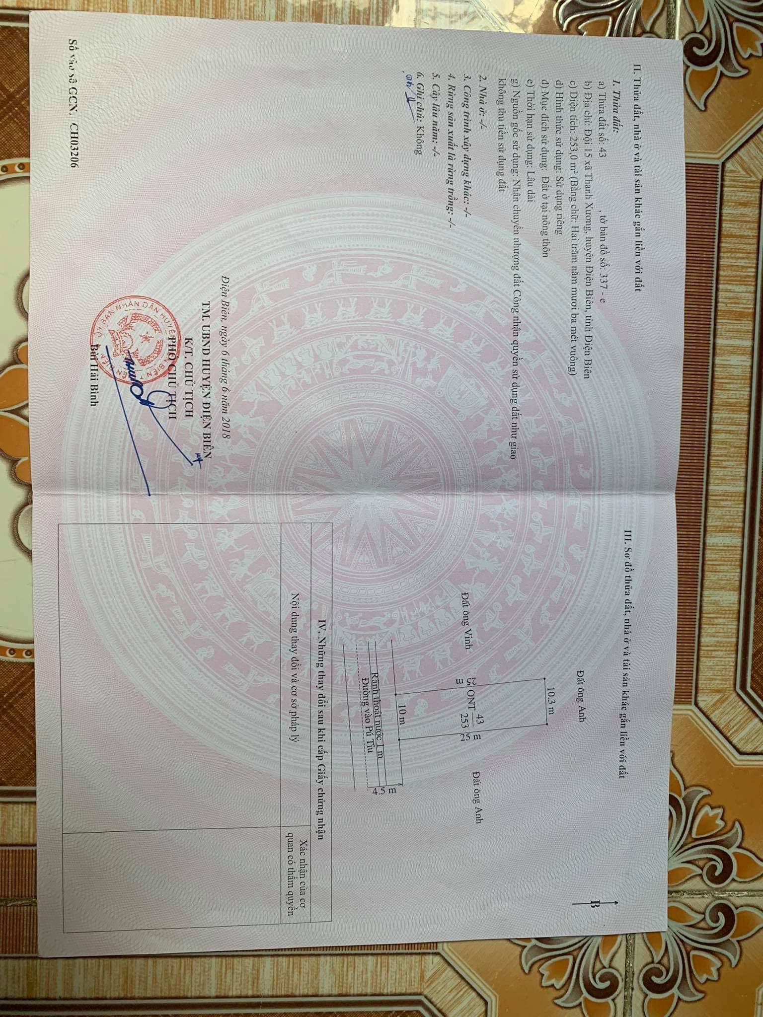 Bán đất tại đội 15 - xã Thanh Xương - huyện Điện Biên