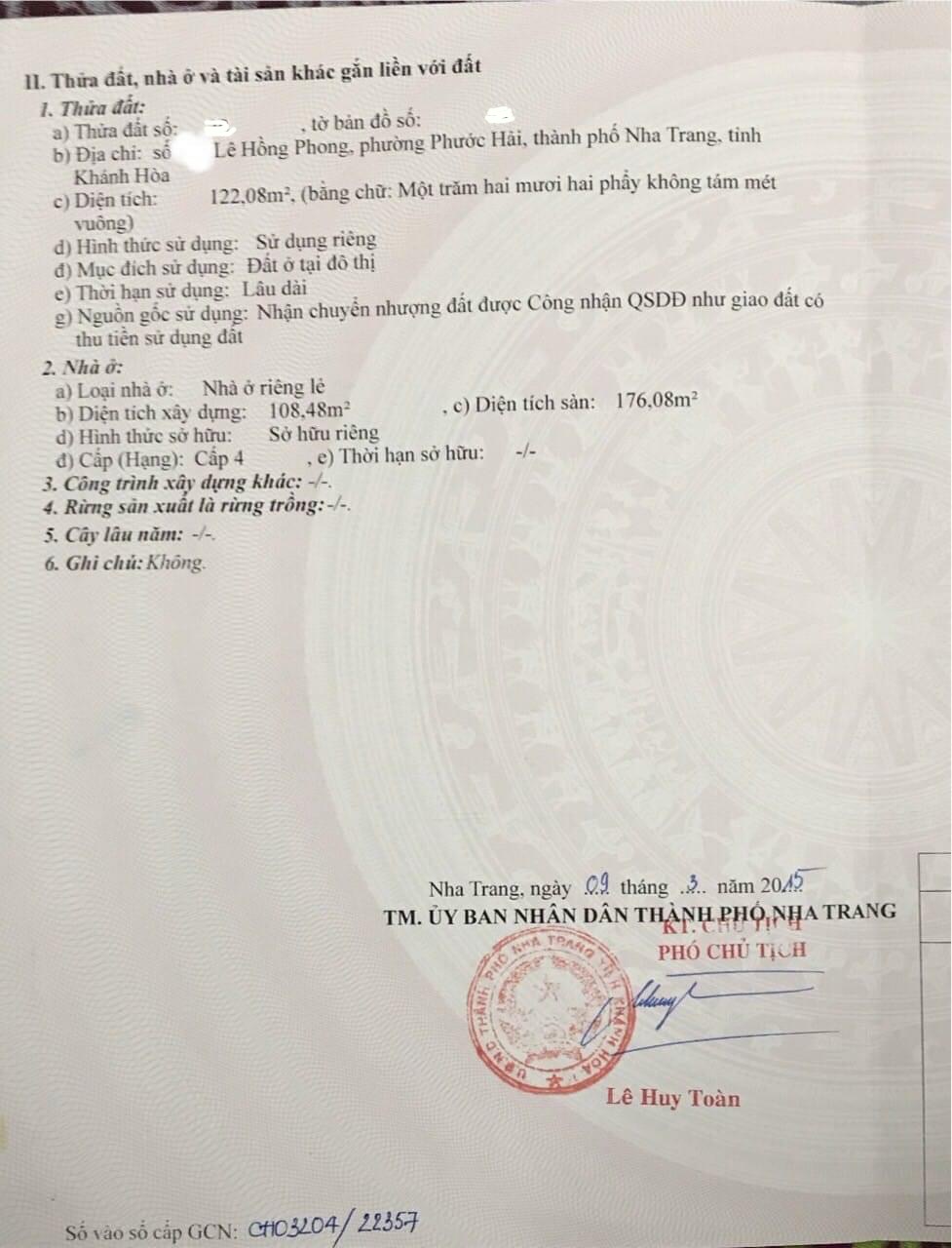 Nhà mặt tiền rộng kinh doanh, mặt tiền Lê Hồng Phong - Phước Hải chỉ 80tr/m2