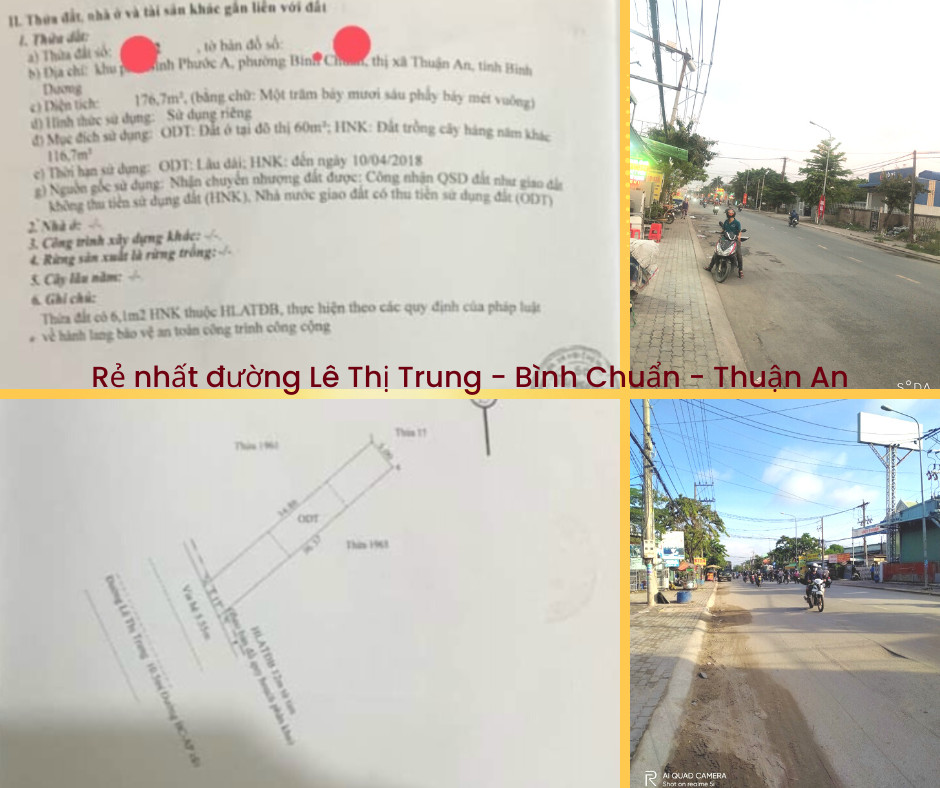 💟BÁN NGAY💟: Đất rẻ nhất mặt tiền Lê Thị Trung 💧 Mặt tiền rộng 5 sâu 34 có 60 m thổ cư. 💧 chỉ 6,55 tỷ