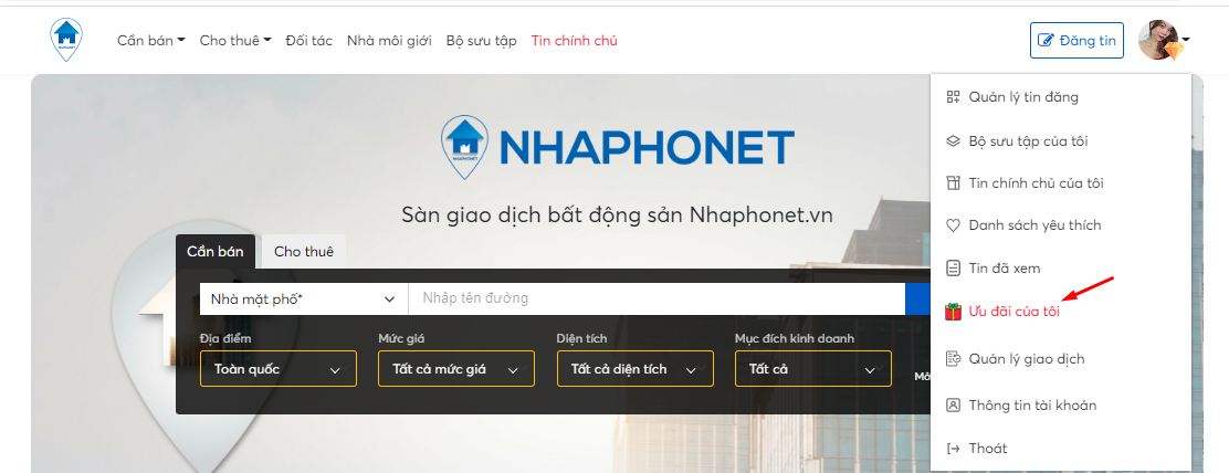 Hướng dẫn sử dụng mã ưu đãi miễn phí 5 tin của Nhaphonet.vn