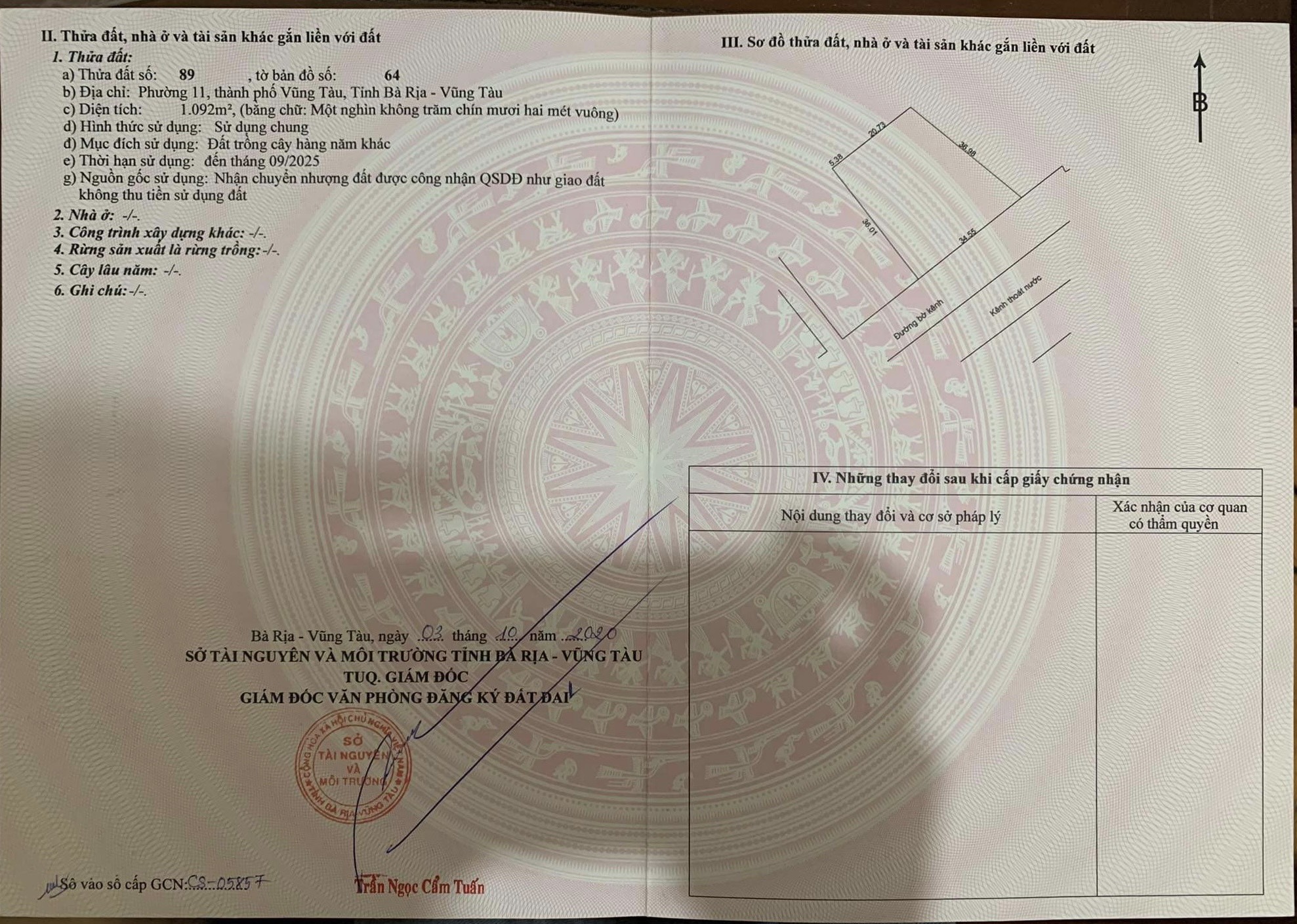 Bán đất hẻm ô tô 780 bình giã đường bờ kênh phường 11 thành phố vũng tàu giá bán chỉ 1 tỷ 3 có tl