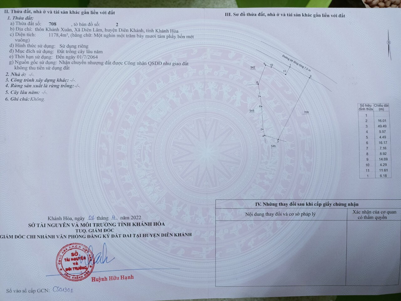 BÁN ĐẤT XÃ DIÊN LÂM HUYỆN DIÊN KHÁNH