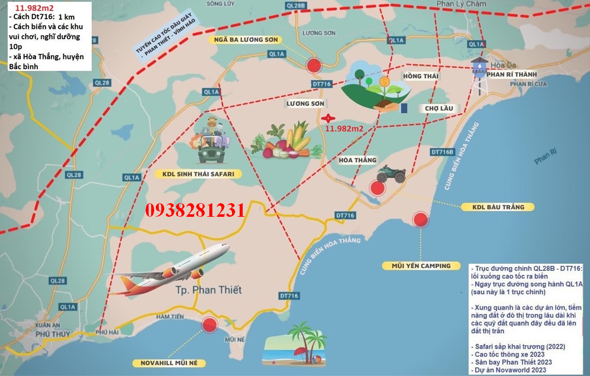 Siêu phẩm Hòa Thắng SHR có đường đi. 170k/m2 cạnh bên KDL Bàu Trắng