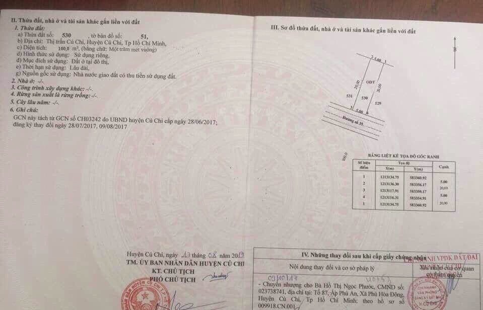 Bán gấp lô đất đường 35 thị trấn củ chi giá hạt dẻ