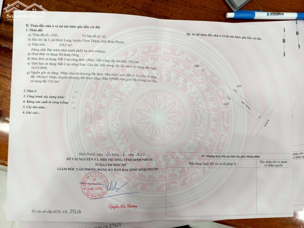 BÁN ĐẤT NỀN GIÁ ĐẦU TƯ NGAY KHU CÔNG NGHIỆP CHƠN THÀNH - BÌNH PHƯỚC !! SỔ SẴN CÔNG CHỨNG LIỀN TAY