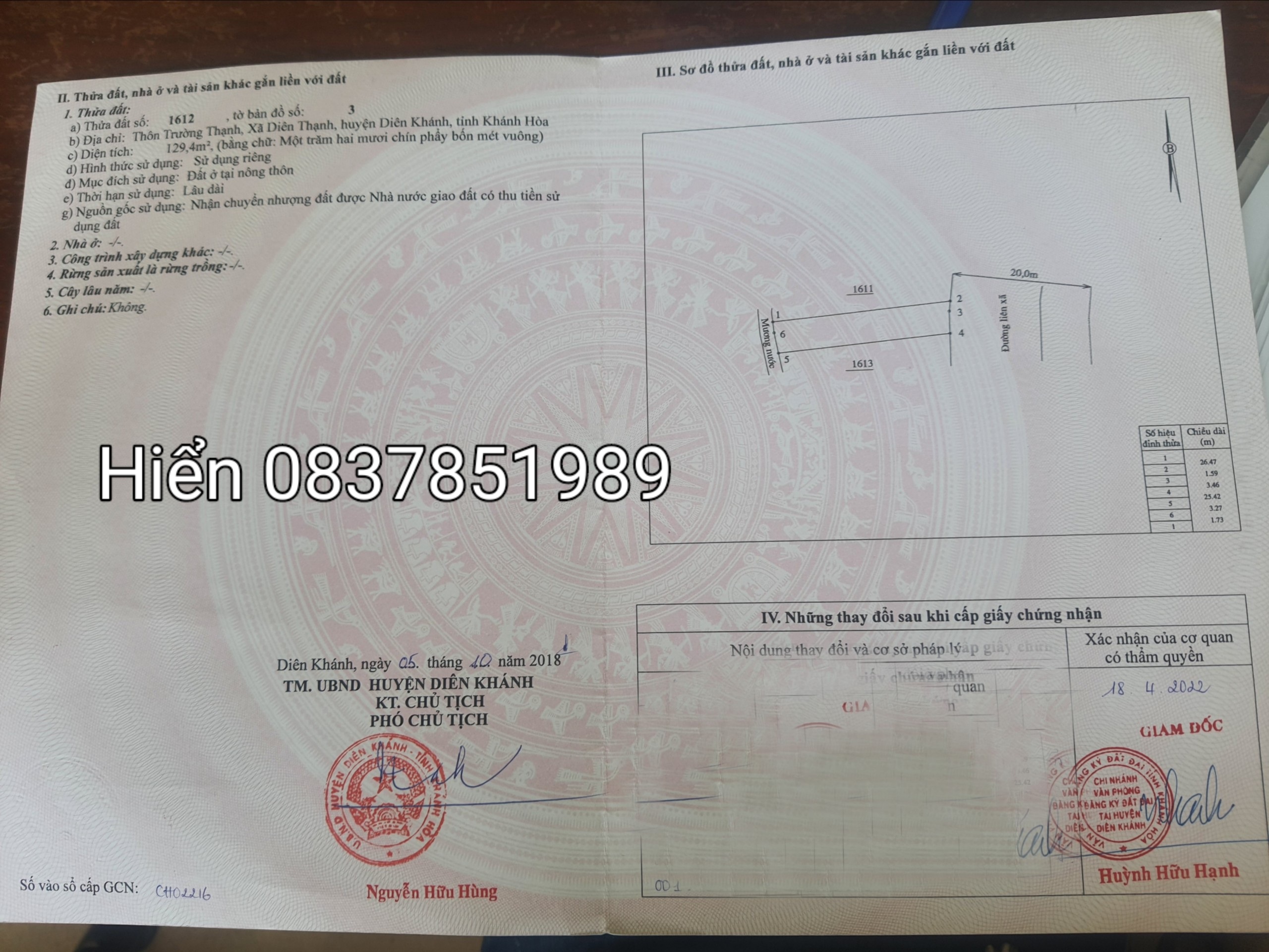 Đất nền Diên Thạnh, Diên Khánh, Khánh Hòa