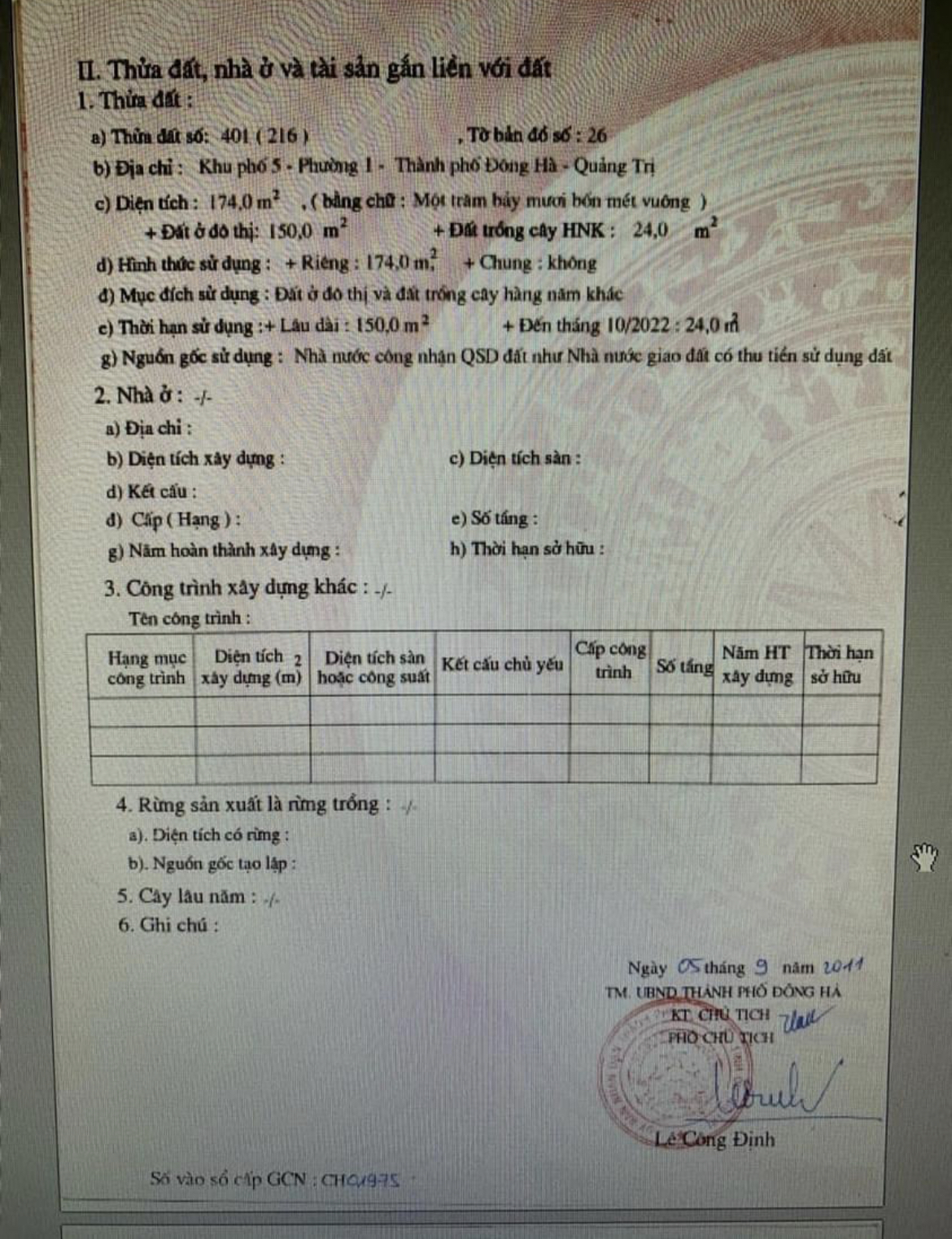 Chính chủ cần bán lô đất đẹp trung tâm TP Đông hà