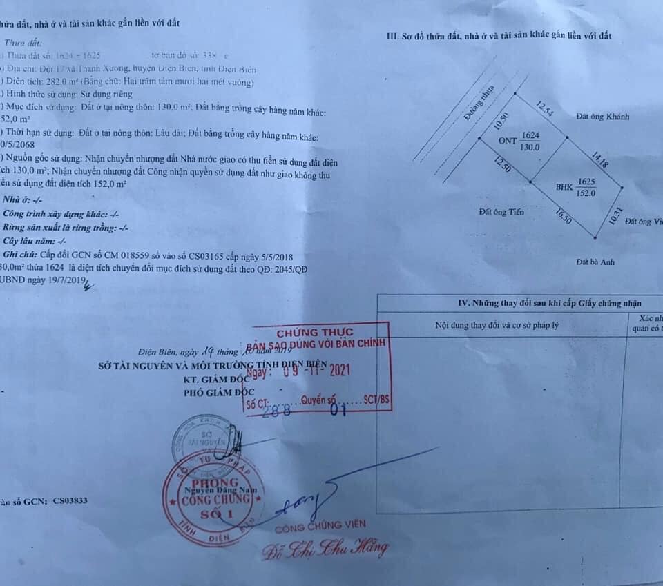 Cần bán đất tại Đội 17 - xã Thanh Xương - Đường vào huyện Điện Biên