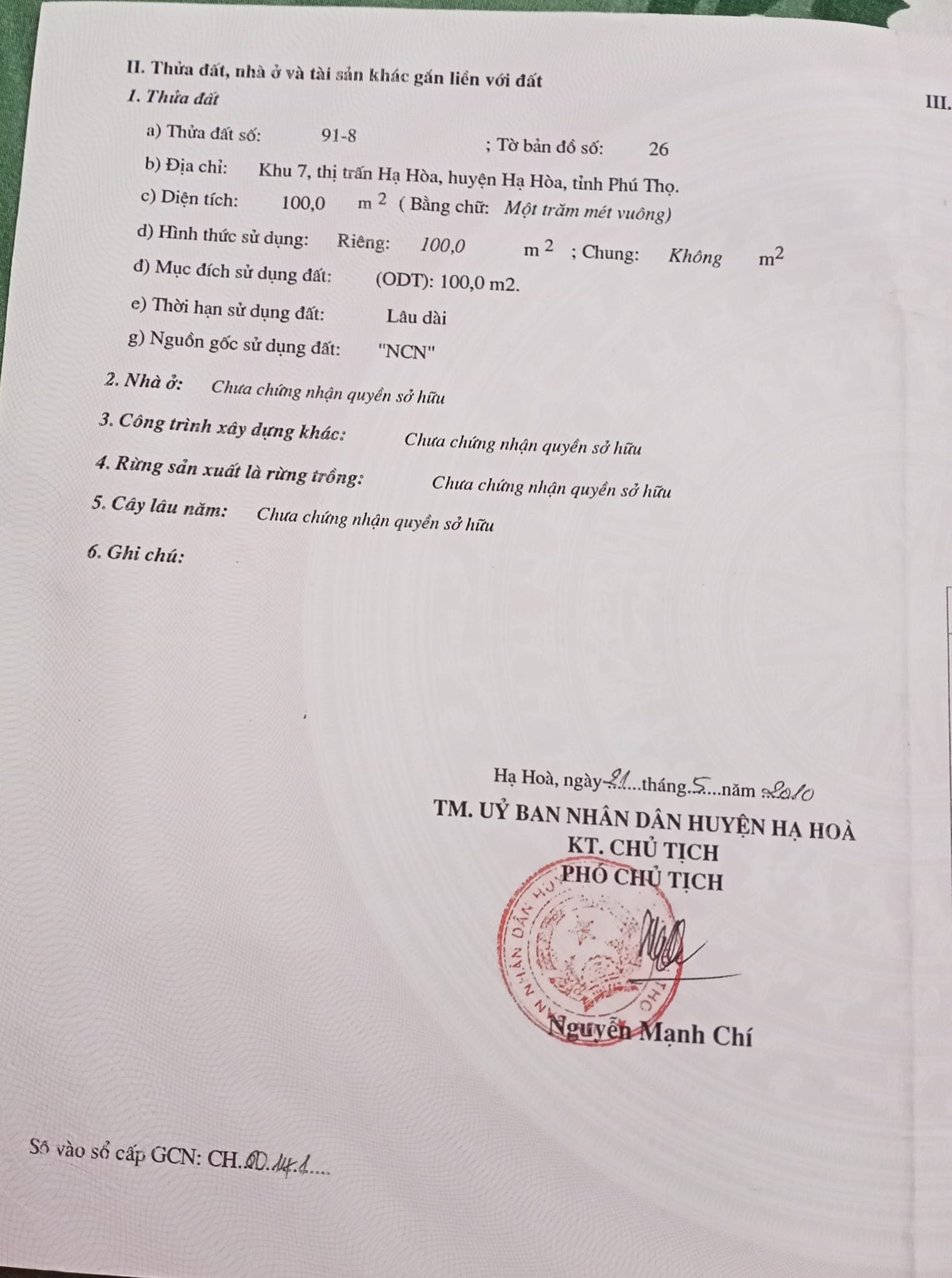 Chính Chủ Cần Bán 2 Lô Đất Mặt Tiền Đô Thị Tại Trung Tâm Hành Chính Huyện Hạ Hòa