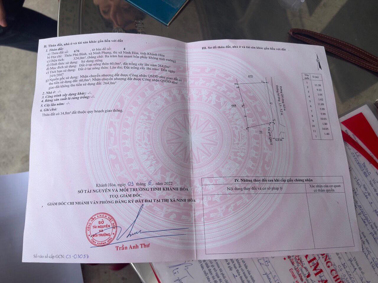 bán lô đất ngang 20 giá chỉ 1t1 đường ô tô Ninh Phụng Ninh Hoà lh Vân