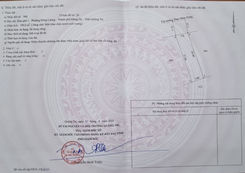 CẦN BÁN ĐẤT TRUNG TÂM TP ĐÔNG HÀ, MT THÂN NHÂN TRUNG