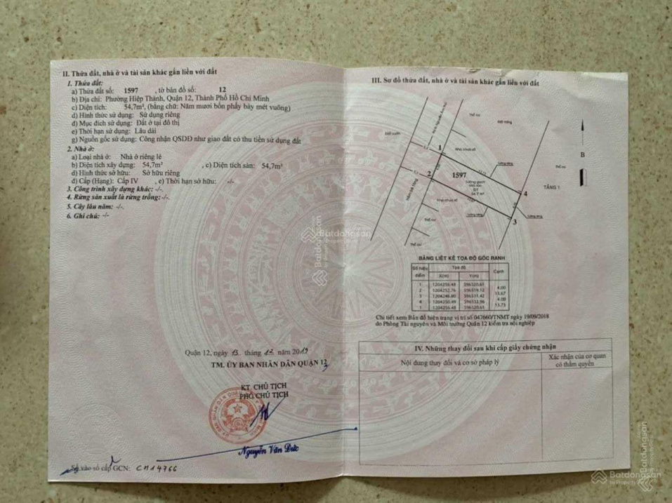 Bán nhà Quận 12 đường Hiệp Thành 07 diện tích 4x14m, Sổ hồng riêng giá 3 tỷ 500 tr LH: 0918 551 010