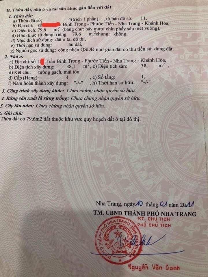 BÁN NHÀ ĐƯỜNG TRẦN BÌNH TRONG NHA TRANG