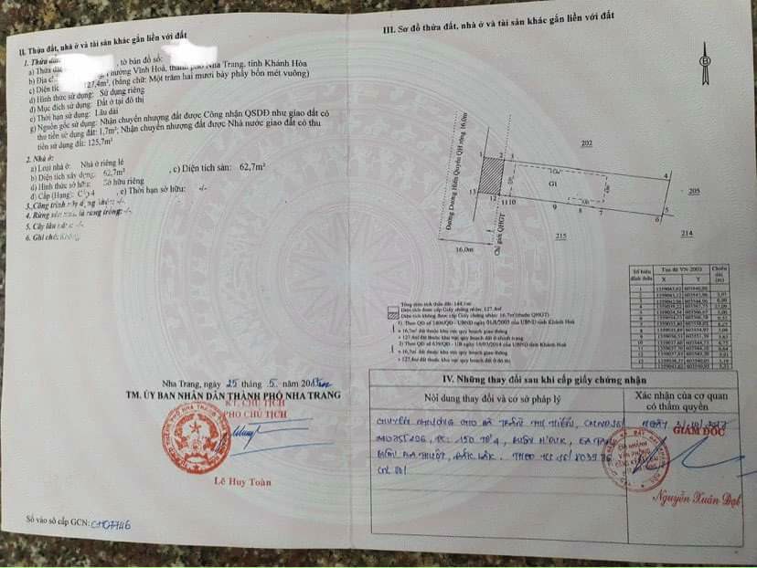 BÁN NHÀ MĂT TIỀN ĐƯƠNG DƯƠNG HIẾN QUYỀN TP NHA TRANG