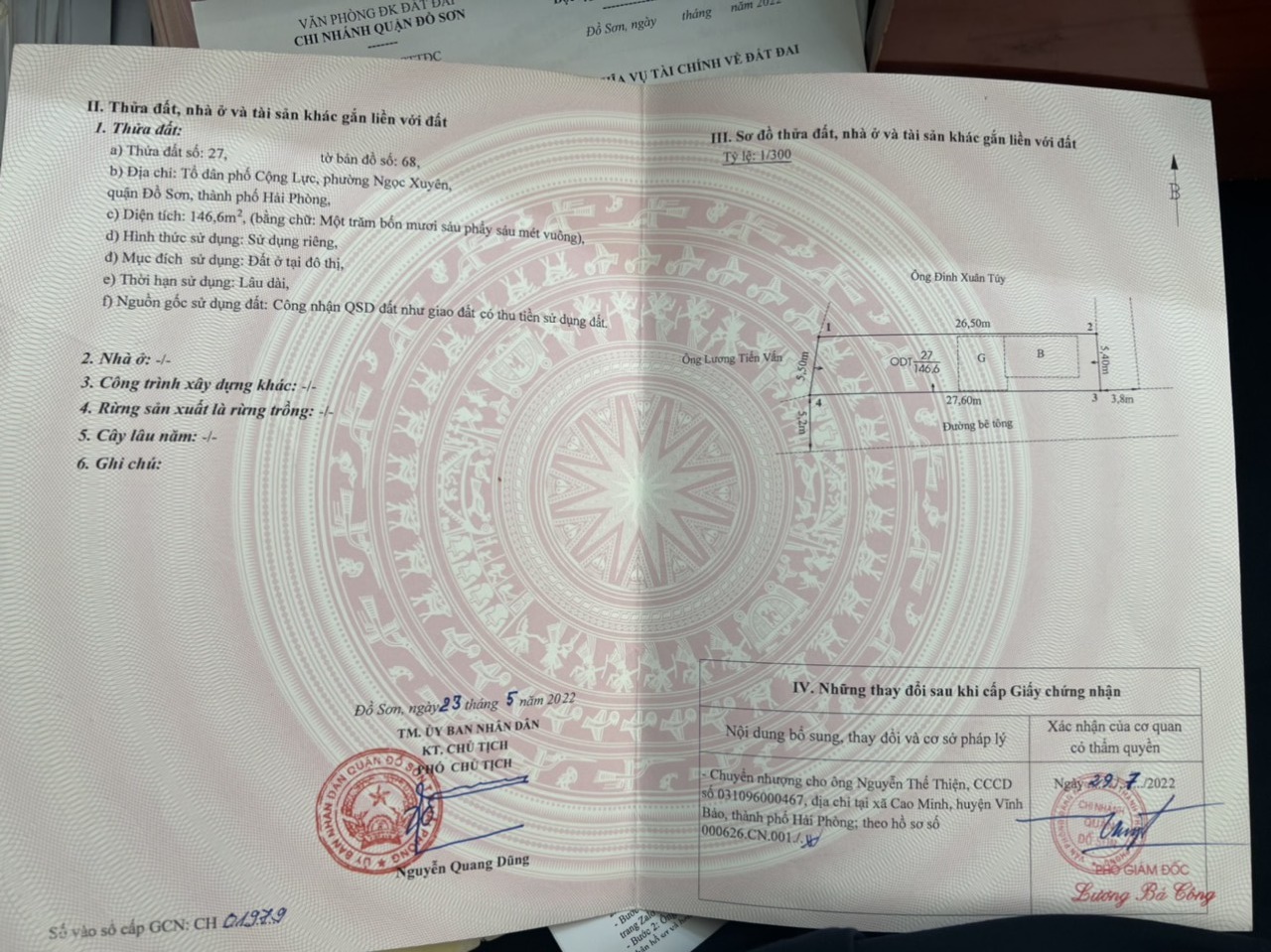 LÔ GÓC 146,6m2 tại TRUNG TÂM quận ĐỒ SƠN , Hải Phòng