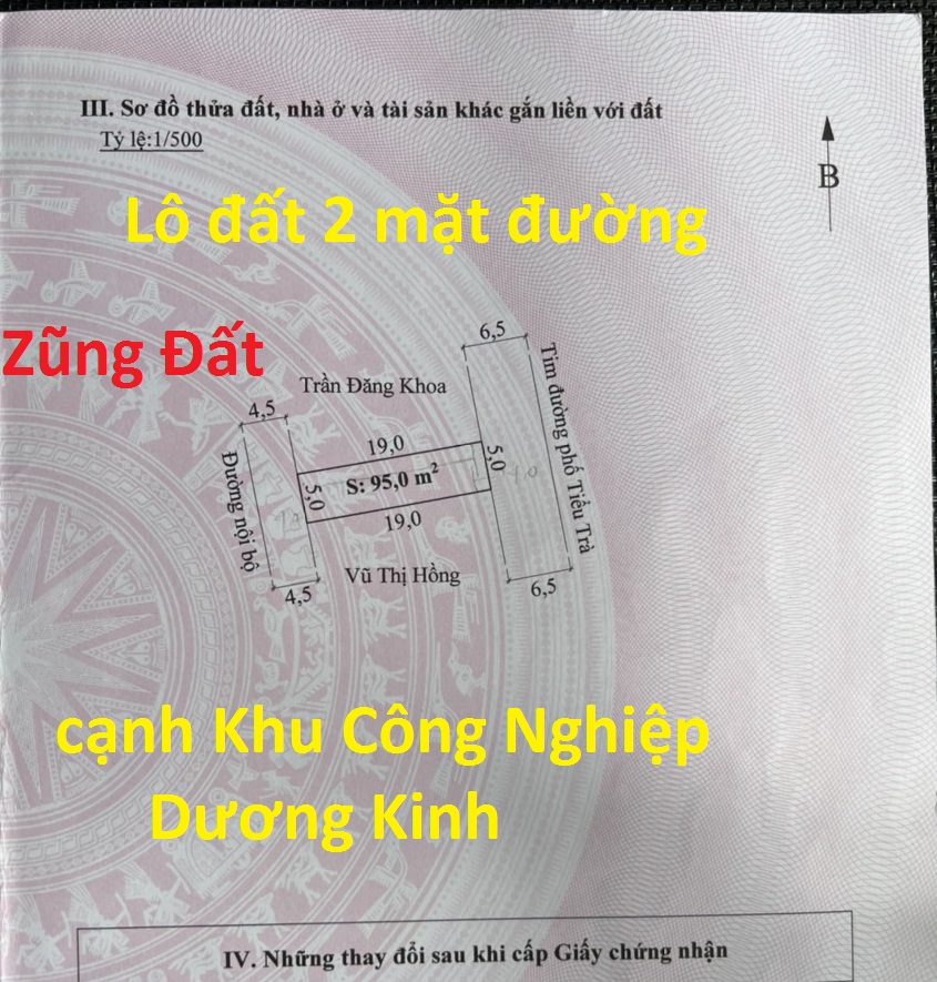 Lô đất 2 mặt đường tuyến 2 đường Vành Đai 2 Tiểu Trà ,Dương Kinh 2,x tỷ