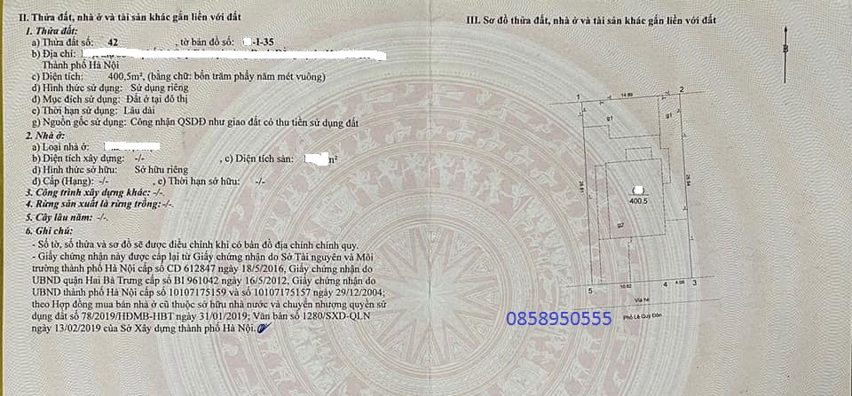 Bán nhà đất mặt phố cổ 400m mặt tiền 15m giá rẻ thuộc quận Hoàn Kiếm, Hai Bà Trưng.