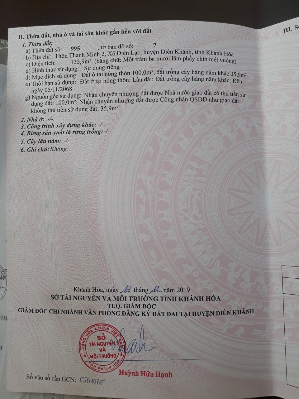 Bán đất thổ cư Diên Lạc, Diên Khánh giá 9tr/m2