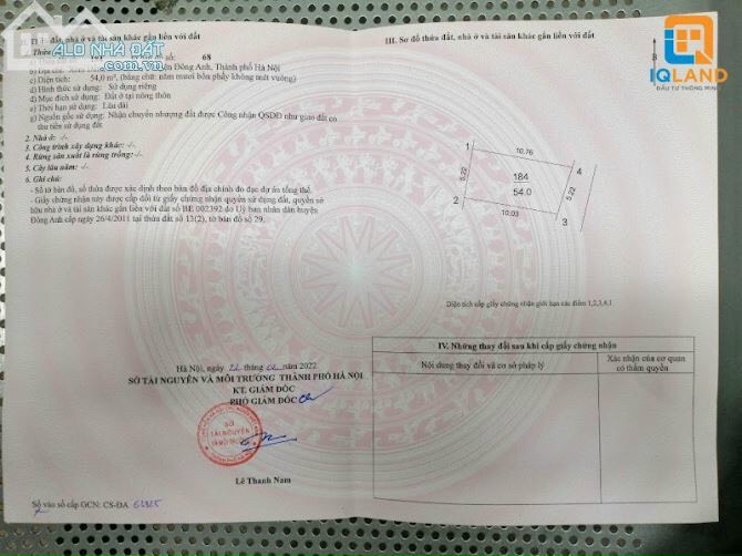 Cần bán 54m2 đất tại xóm đầm, Vân Nội, Đông Anh, Hà Nội