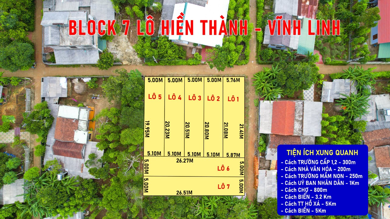 CẦN BÁN LÔ SỐ 1 KV CỬA TÙNG VĨNH LINH DT 5X26,5m GIÁ 199TR - LH: 097.248.74.74