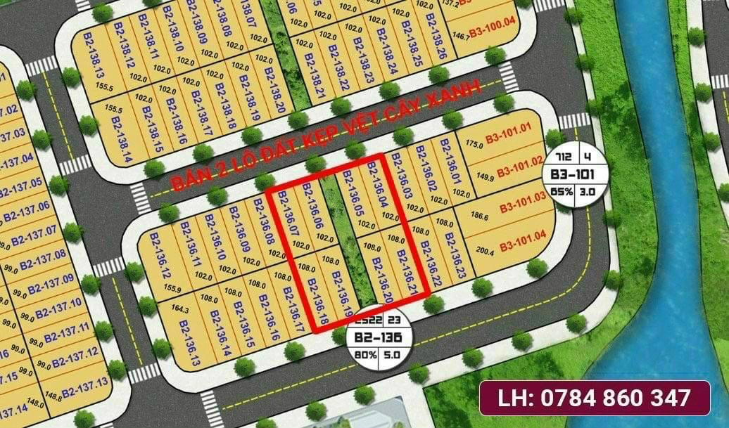 Bán 2 lô đất kẹp vệt cây xanh tại FPT