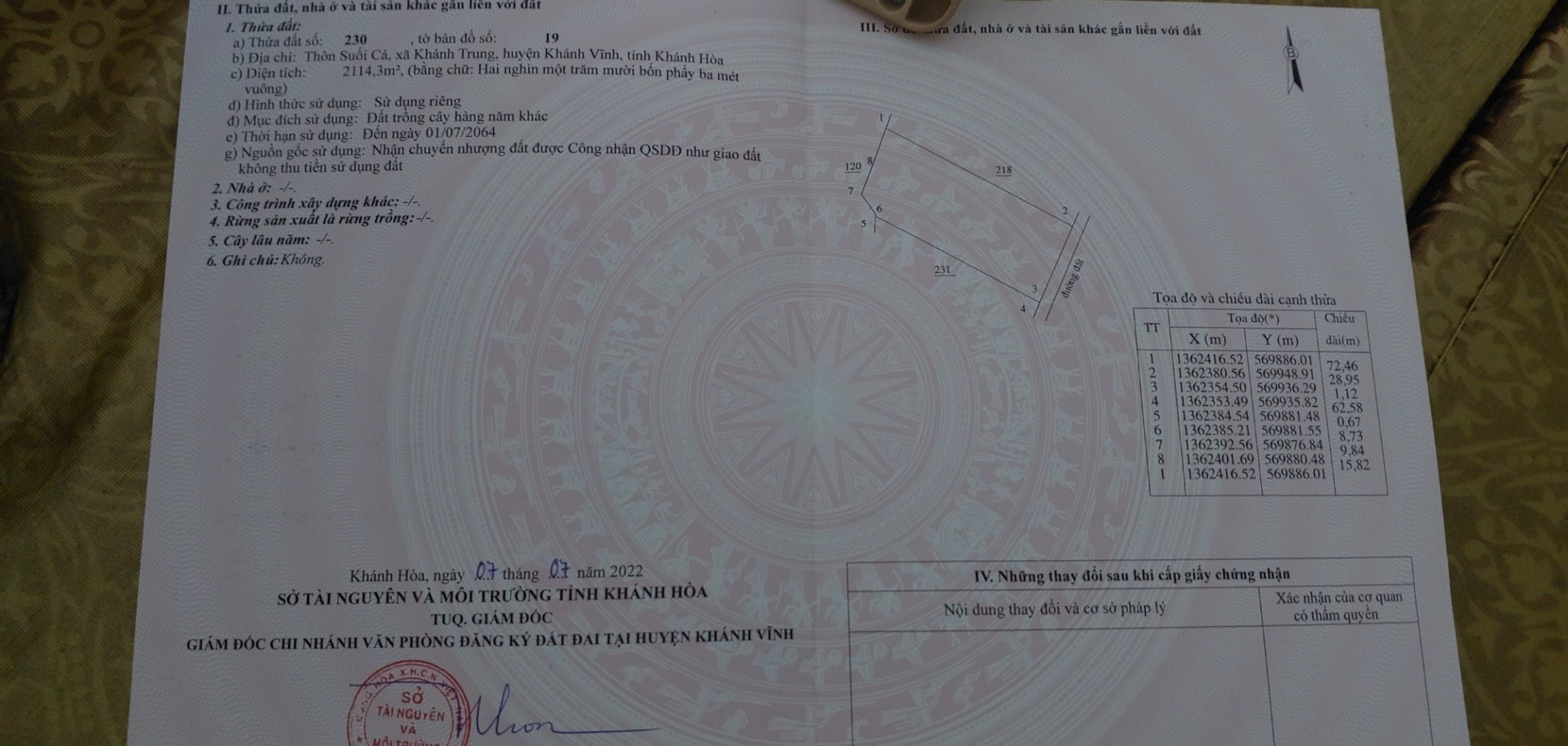 BÁN NHANH LÔ VƯỜN BƯỞI VIEW SÔNG TẠI XÃ KHÁNH TRUNG, KHÁNH VĨNH