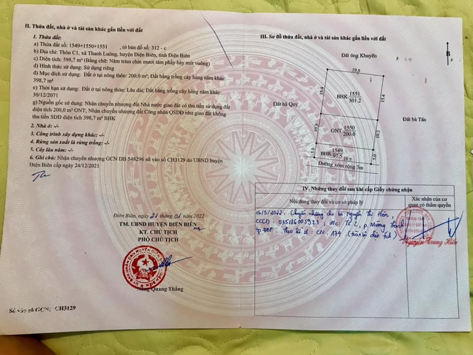 Cần bán mảnh đất tại thôn C1, xã Thanh Luông