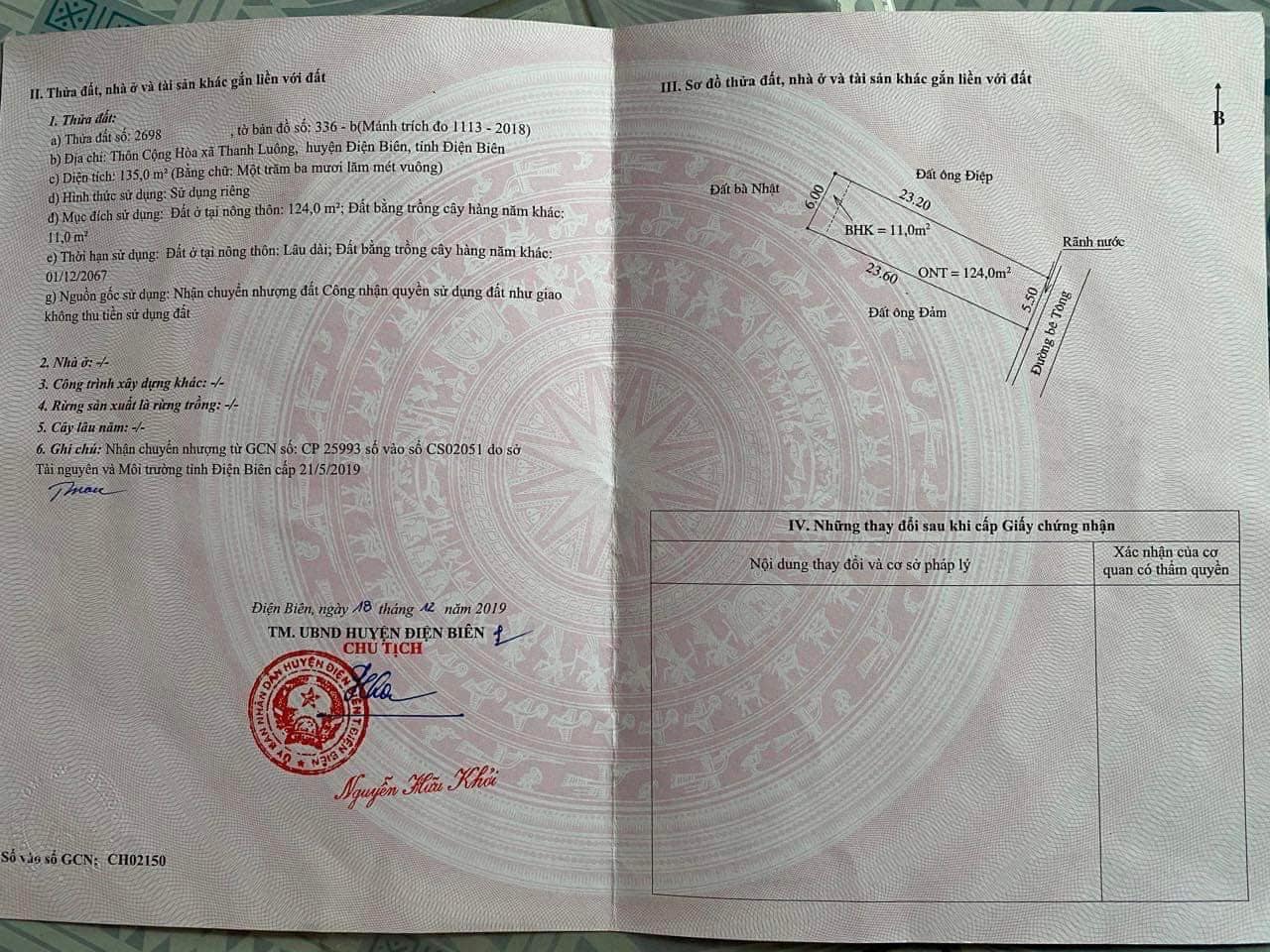 CHÍNH CHỦ CẦN BÁN NHANH MẢNH ĐẤT TẠI THANH LUÔNG