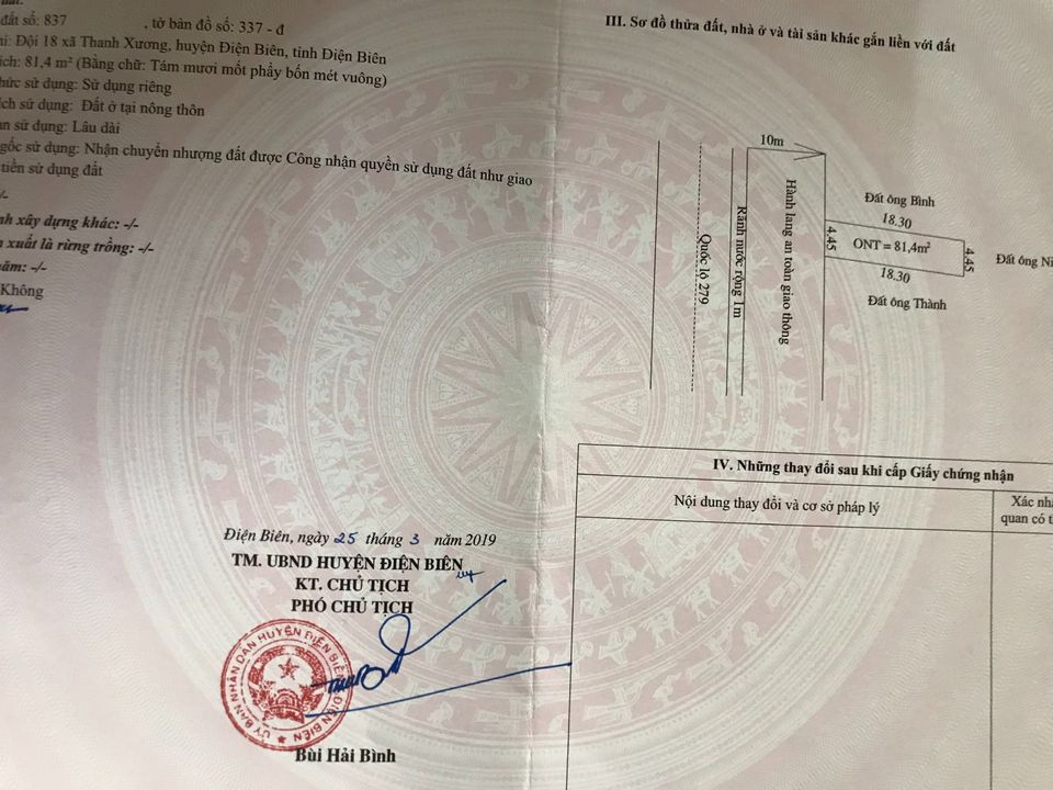 Bán đất mặt đường 279 đối diện khu chợ C17 xã Thanh Xương