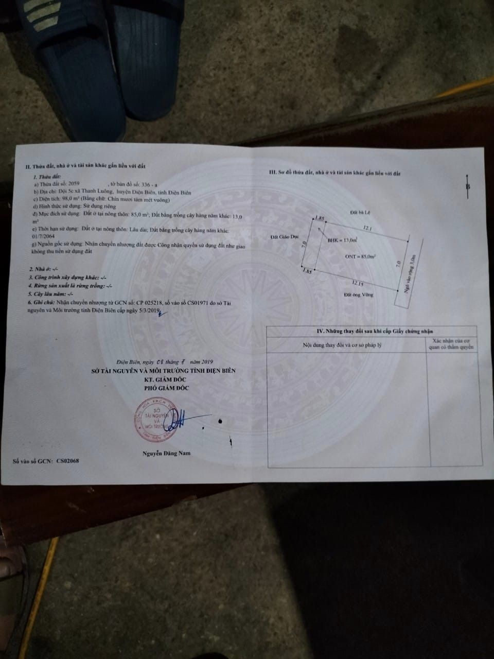 Bán đất đội 5, xã Thanh Luông, huyện Điện Biên