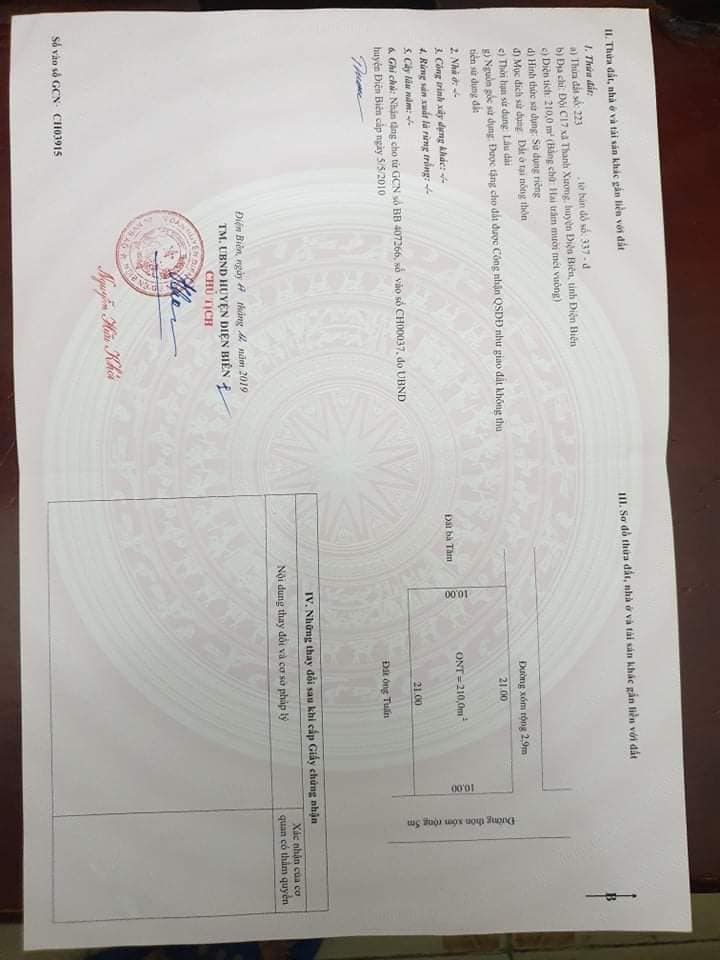 Cần bán mảnh đất xã Thanh Xương, huyện Điện Biên.