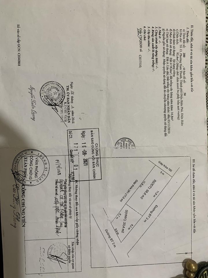 Cần bán đất tổ 9, phường Nam Thanh, thành phố Điện Biên Phủ