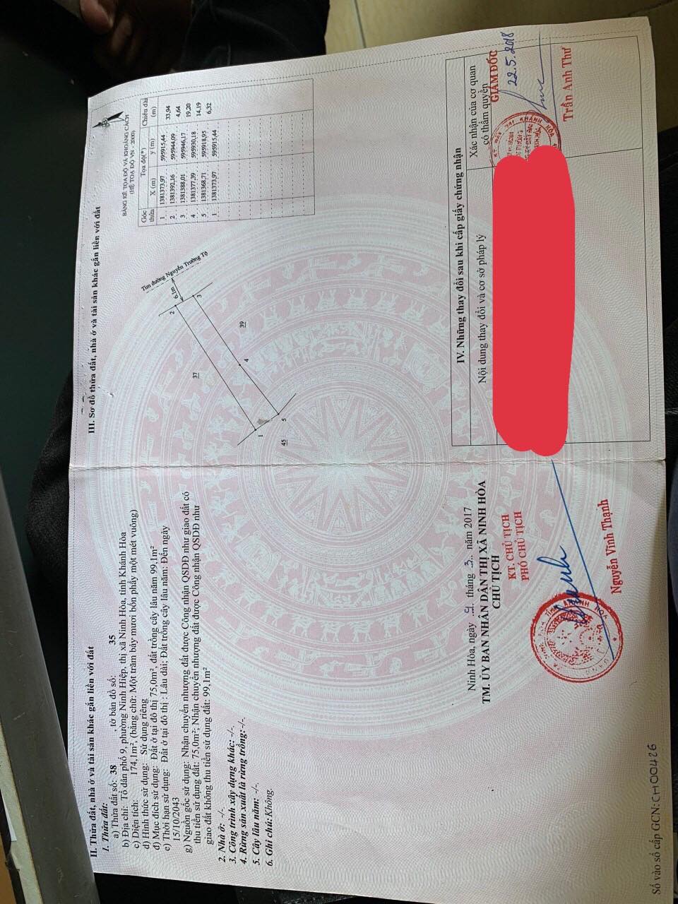 Bán lô đất trung tâm thị xã Ninh Hoà đường nhựa 12m