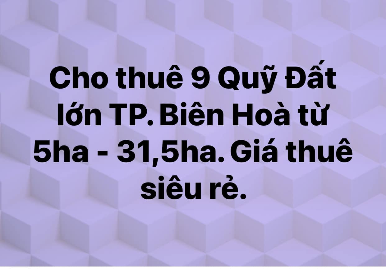 Cho Thuê 9 Khu Đất Lớn tại TP Biên Hoà Từ 5ha-32ha giá siêu rẻ