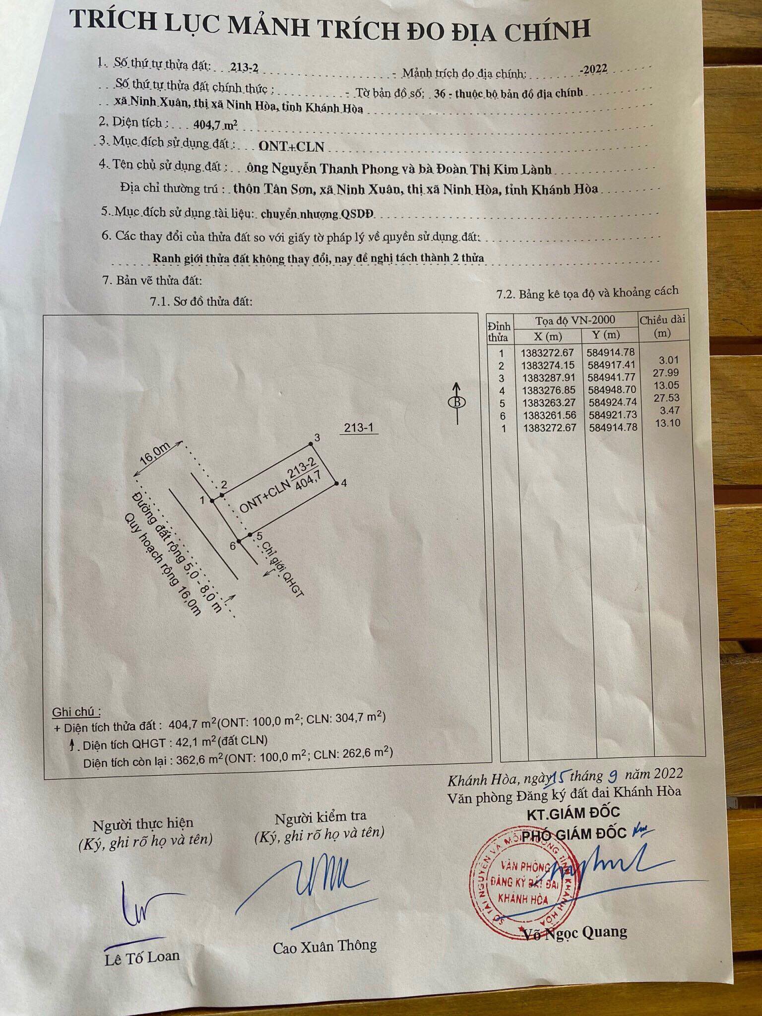 bán đất Vuông vắn thông ra 3 đương dt8 6 va ql26 cạnh hồ Suối Trầu Ninh Xuân Ninh Hoà lh 0985451850