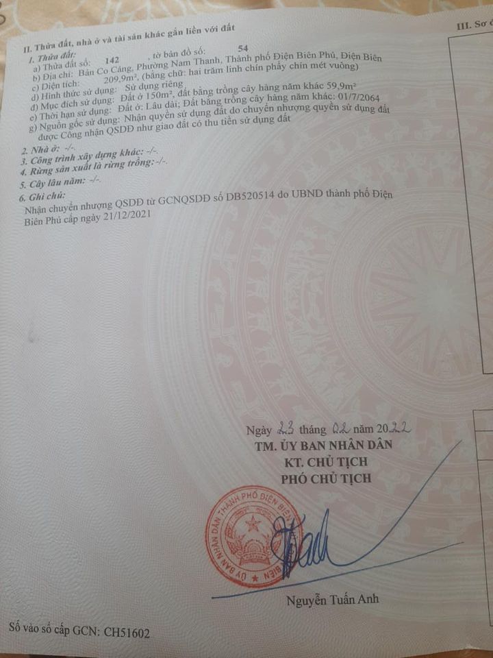 Bán mảnh đất ở bản Co Cáng - phường Nam Thanh rộng rãi