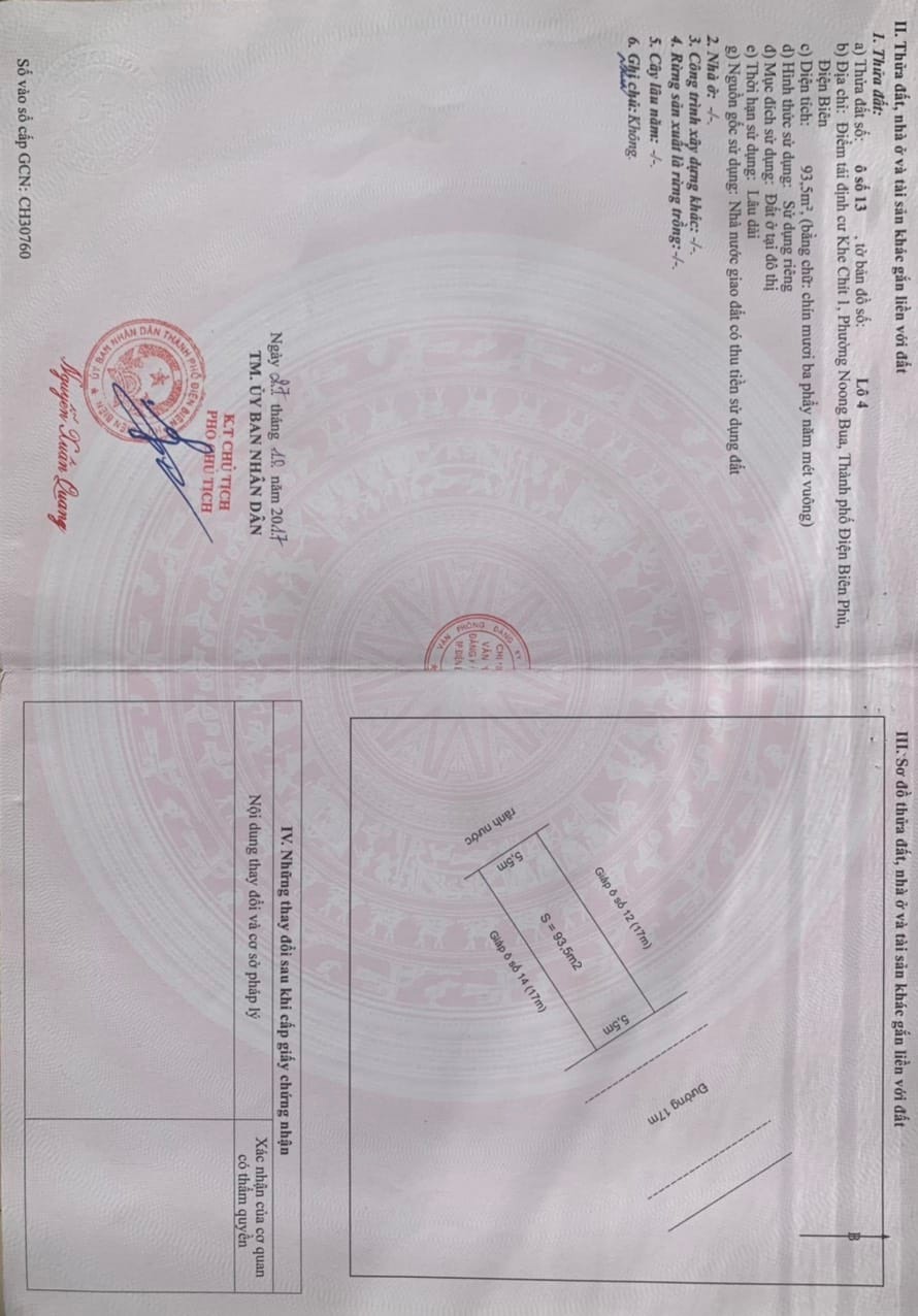 Bán đất tái định cư Khe Chít Noong Bua, TP ĐBP