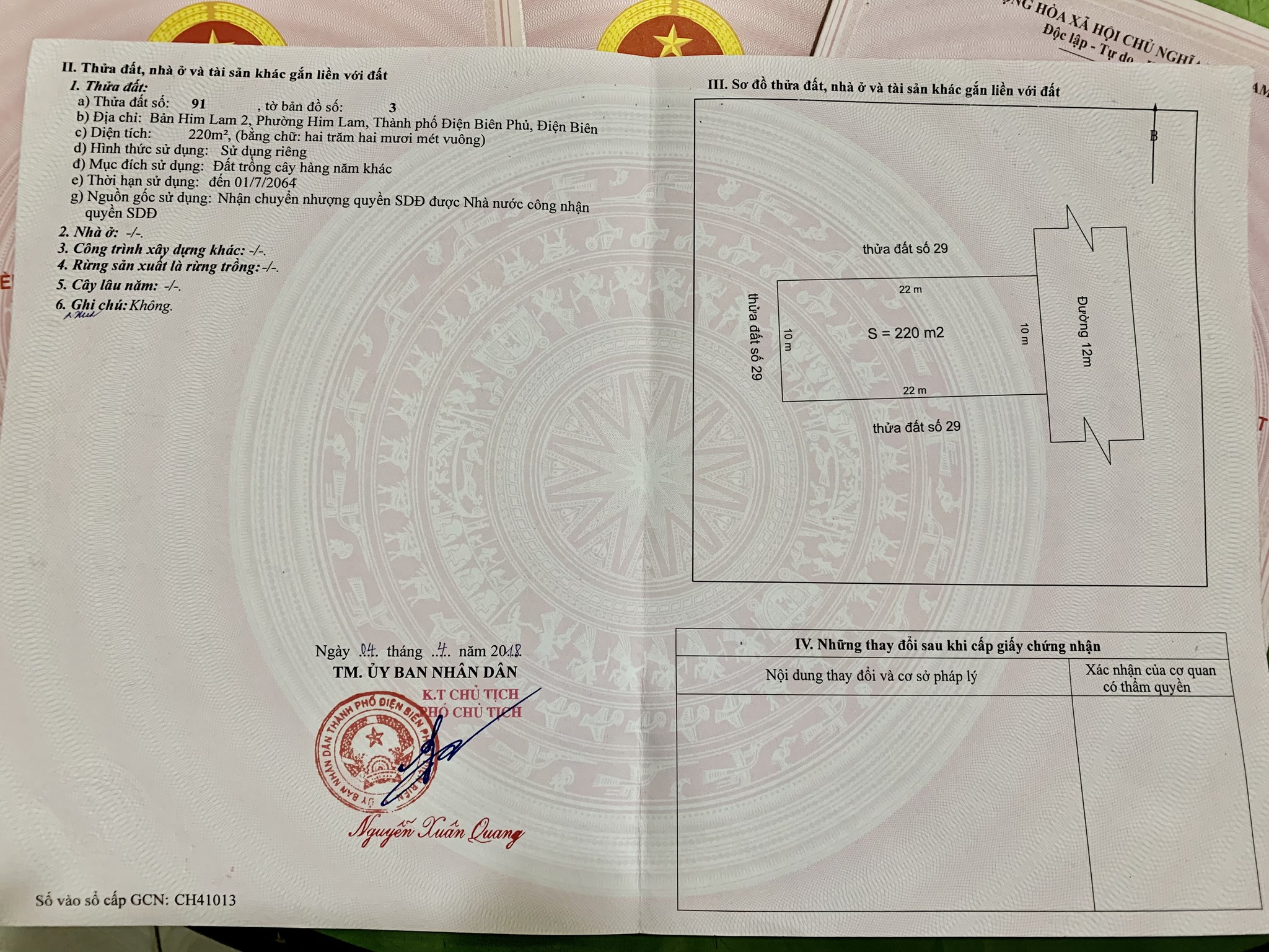 Bán ô đất vuông vắn tại bản Him Lam 2, phường Him Lam