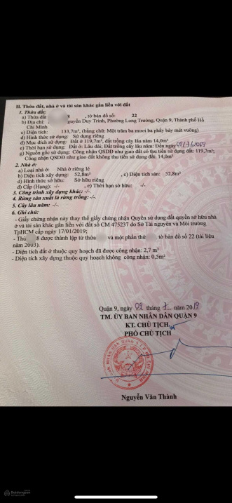 Chính chủ bán gấp đất đường Nguyễn Duy Trinh, 7x19m, giá rẻ nhất chỉ 31tr/m2, SHR, LH 0901 440 364