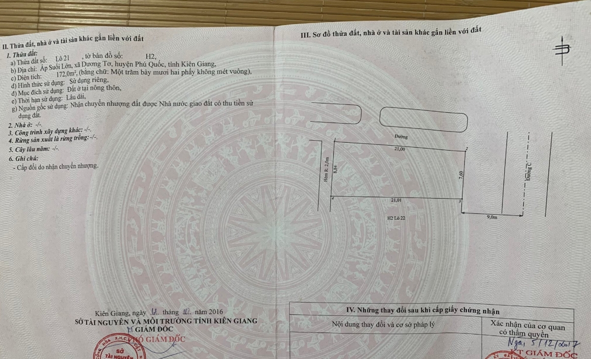 Bán mảnh đất lô góc giáp công viên nở hậu khu dân cư Suối Lớn TP Phú Quốc