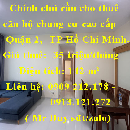 Chính chủ cần cho thuê căn hộ chung cư cao cấp The Vista An Phú view sông trực diện, tại Quận 2, TP Hồ Chí Minh