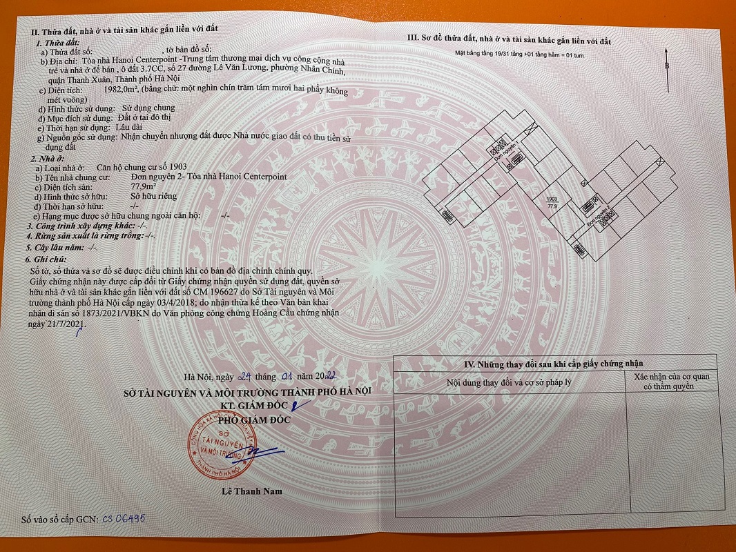 Chính chủ bán căn hộ chung cư Hà Nội Center Point, Số 27 Lê Văn Lương DT77.9m2 Giá 50 triệu/m2